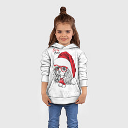 Толстовка-худи детская Happy Christmas: кокер спаниель, цвет: 3D-белый — фото 2