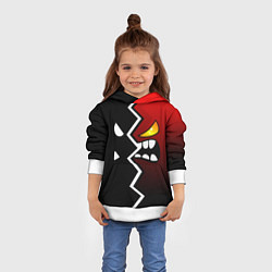 Толстовка-худи детская Geometry Dash: Black x Red, цвет: 3D-белый — фото 2