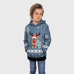 Толстовка-худи детская New Years Deer, цвет: 3D-черный — фото 2