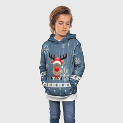 Толстовка-худи детская New Years Deer, цвет: 3D-белый — фото 2