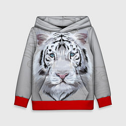 Толстовка-худи детская Снежный нежный тигр, цвет: 3D-красный