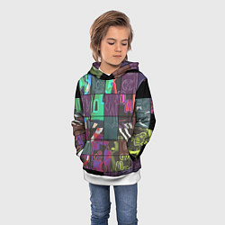 Толстовка-худи детская Мир в квадрате, цвет: 3D-белый — фото 2