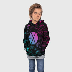 Толстовка-худи детская EXO BAND НЕОНОВЫЕ АВТОГРАФЫ, цвет: 3D-меланж — фото 2