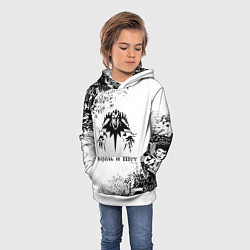 Толстовка-худи детская КОРОЛЬ И ШУТ ЧЁРНО БЕЛЫЙ, цвет: 3D-белый — фото 2
