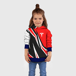 Толстовка-худи детская TESLA MOTORS RED LINE ТЕСЛА, цвет: 3D-синий — фото 2