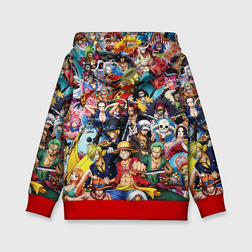 Детская толстовка ВСЕ ГЕРОИ АНИМЕ ВАН ПИС ALL HEROES ONE PIECE / 3D-Красный – фото 2