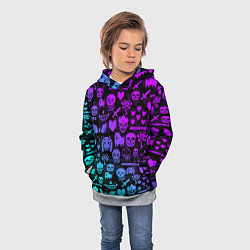 Толстовка-худи детская UNDERTALE NEON PATTERN УЗОР, цвет: 3D-меланж — фото 2