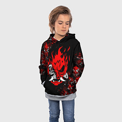 Толстовка-худи детская SAMURAI CYBERPUNK 2077 LOGO, цвет: 3D-меланж — фото 2