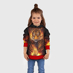 Толстовка-худи детская Огненный тигр Сила огня, цвет: 3D-красный — фото 2