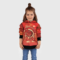Толстовка-худи детская Красно-огненный дракон, цвет: 3D-черный — фото 2