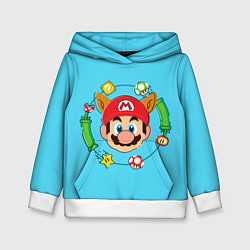Толстовка-худи детская Марио с ушками, цвет: 3D-белый
