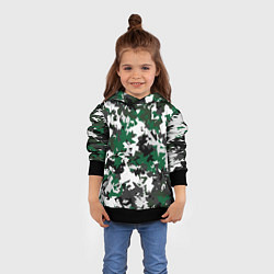 Толстовка-худи детская Зелено-черный камуфляж, цвет: 3D-черный — фото 2