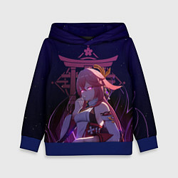 Толстовка-худи детская Genshin Impact - Гудзи Яэ Мико, цвет: 3D-синий