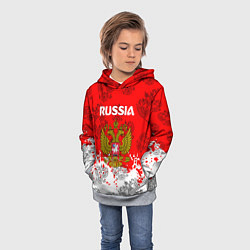 Толстовка-худи детская Russia Паттерн Гербов, цвет: 3D-меланж — фото 2