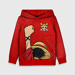 Толстовка-худи детская One Piece, Ван Пис Луфии, цвет: 3D-красный