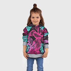 Толстовка-худи детская Папоротниковый неон, цвет: 3D-меланж — фото 2