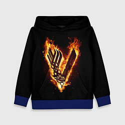 Толстовка-худи детская Викинги: Вальхалла, логотип, цвет: 3D-синий