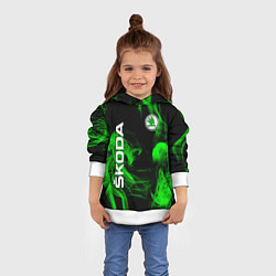 Толстовка-худи детская Skoda: Green Smoke, цвет: 3D-белый — фото 2
