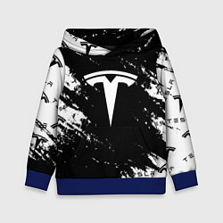Толстовка-худи детская Tesla logo texture, цвет: 3D-синий