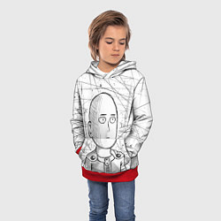 Толстовка-худи детская Ванпанчмен Сайтама - Saitama, цвет: 3D-красный — фото 2