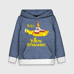 Толстовка-худи детская On a Yellow Submarine 3D, цвет: 3D-белый