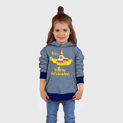 Толстовка-худи детская On a Yellow Submarine 3D, цвет: 3D-синий — фото 2