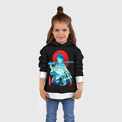 Толстовка-худи детская Танджиро Комадо Силуэт Клинок рассекающий демонов, цвет: 3D-белый — фото 2