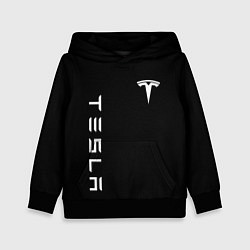 Толстовка-худи детская Tesla Тесла логотип и надпись, цвет: 3D-черный