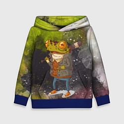 Толстовка-худи детская Лягушка хулиган Frog hooligan, цвет: 3D-синий