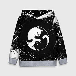 Толстовка-худи детская ИНЬ ЯНЬ КОТИКИ БРЫЗГИ И НИЧЕГО ЛИШНЕГО, цвет: 3D-меланж