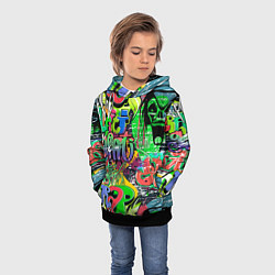 Толстовка-худи детская Граффити с черепами, цвет: 3D-черный — фото 2