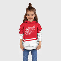 Толстовка-худи детская Detroit Red Wings, Детройт Ред Уингз Диагональные, цвет: 3D-белый — фото 2