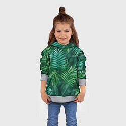 Толстовка-худи детская Tropical plants pattern, цвет: 3D-меланж — фото 2