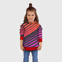 Толстовка-худи детская Линии градиентGradient Polygon Lines, цвет: 3D-красный — фото 2