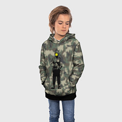 Толстовка-худи детская Banksy Смайл Камуфляж Бэнкси, цвет: 3D-черный — фото 2
