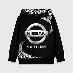 Толстовка-худи детская NISSAN SKYLINE Следы, цвет: 3D-черный