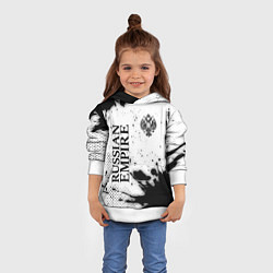Толстовка-худи детская РОССИЙСКАЯ ИМПЕРИЯ - ГЕРБ Краска, цвет: 3D-белый — фото 2