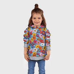Толстовка-худи детская Ромашки-лютики, цвет: 3D-меланж — фото 2