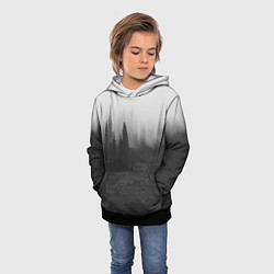 Толстовка-худи детская Туманный лес - туман, цвет: 3D-черный — фото 2