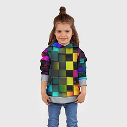 Толстовка-худи детская Colored Geometric 3D pattern, цвет: 3D-меланж — фото 2