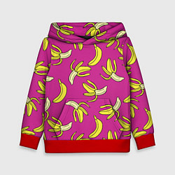 Толстовка-худи детская Banana pattern Summer Color, цвет: 3D-красный