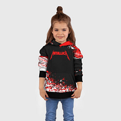 Толстовка-худи детская Metallica текстура белая красная, цвет: 3D-черный — фото 2