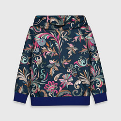 Толстовка-худи детская Холодная хохлома, цвет: 3D-синий