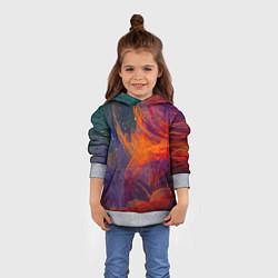 Толстовка-худи детская Разноцветный абстрактный дым, цвет: 3D-меланж — фото 2