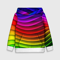 Толстовка-худи детская Color line neon pattern Abstraction Summer 2023, цвет: 3D-белый