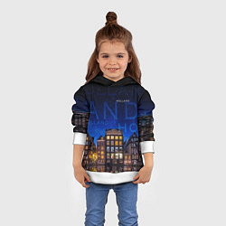 Толстовка-худи детская Голландия в ночи, цвет: 3D-белый — фото 2