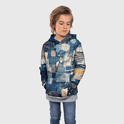Толстовка-худи детская Patchwork Jeans Осень Зима 2023, цвет: 3D-меланж — фото 2