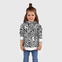 Толстовка-худи детская Сумасшедшая зебра Абстрактный узор с извилистыми л, цвет: 3D-белый — фото 2