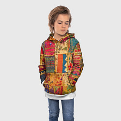 Толстовка-худи детская Пэчворк Лоскутное одеяло Patchwork Quilt, цвет: 3D-белый — фото 2