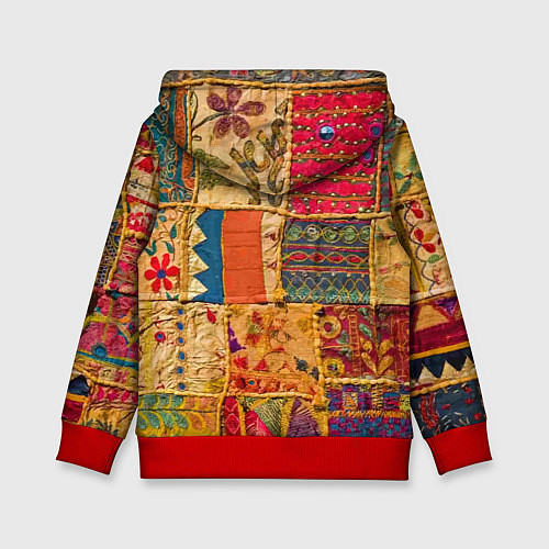 Детская толстовка Пэчворк Лоскутное одеяло Patchwork Quilt / 3D-Красный – фото 2